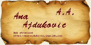 Ana Ajduković vizit kartica